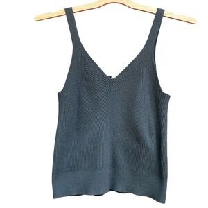 A New Day Ribbed Knit Tank Top Sleeveless V Neck Casual Layering Texture Fall M‎